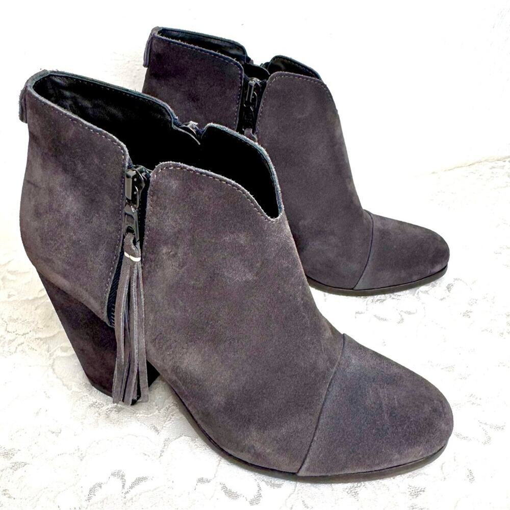 RAG & BONE Margot Suede Leather Ankle Booties 3.5” Heel Boots EU 37.5 | US 7.5